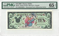 2000 $10 Donald Disney Dollar PMG 65EPQ