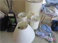 pair of white porcelain, brass, ceramic lamps
