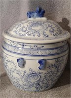 Handmade Blue And White Porcelain Vase With Lid