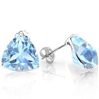 8MM Trillion Cut Sky Blue Topaz 4.2CTW Stud Earrin