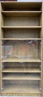 OAK BOOKCASE WITH GLASS DOORS