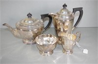 George V four piece sterling silver tea set