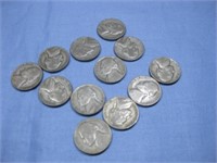 16 Silver WWII Era Jefferson Nickels 35% Silver