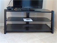 Black Glass & Metal Flatscreen TV Stand