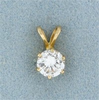 Over 1/2ct Solitaire Diamond Pendant in 14K Yellow