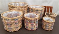 5 Assorted Size Planter Baskets, Picnic