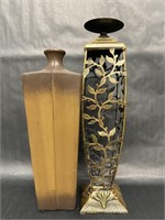 Ombré Ceramic Vase and Metal Candle Accent
