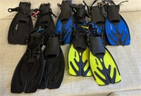 5) kids Deep Blue Gear Fins 9-13, 1-4,