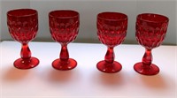 Fenton Red Thumbprint Goblets set of 4