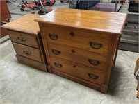 Vintage End Table & Small Oak Dresser.