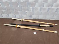 Bamboo and wood samurai practice swords