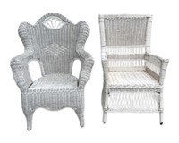(2) Vintage Wicker Outdoor Porch Chairs