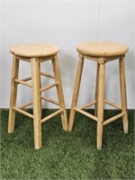 2 WOOD STOOLS - APPROXIMATELY 24.5" TALL X 12"