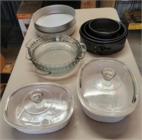 (2) Corning Ware Covered Casserole Dishes & More