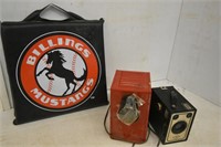 Vintage Sure Shot Camera, Projector & Seat Cushion