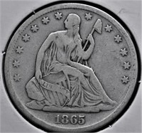 1865 S SEATED HALF DOLLAR F