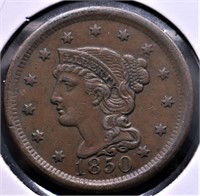 1850 LARGE CENT AU PQ