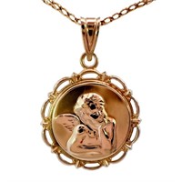 High Relief Angel Pendant 10k Yellow Gold