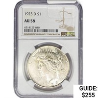 1923-D Silver Peace Dollar NGC AU58