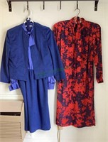 Two vintage ladies dresses - red and blue one