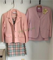 Two vintage petite small suits. One is solid,
