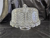 12" Heavy Cut Crystal Footed Cake Stand with Dome