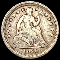 1840-O With Drapery Seated Lib 1/2 Dime NEARLY UNC