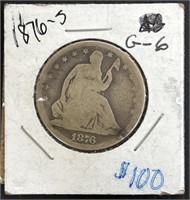 1876S Seated Liberty US Silver Half Dollar