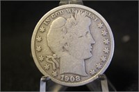 1908-D Barber Silver Half Dollar