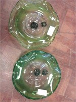 Pair of green decorative crystal plates
