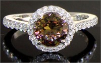 Round Brilliant Sultanite Color Change Halo Ring