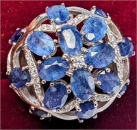 $800 Silver 12.92G Sapphire 14Ct Ring
