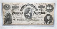 1864 CONFEDERATE ONE HUNDRED DOLLAR NOTE