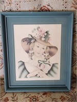 (11" x 13") Vintage Flower Hat Girl Print