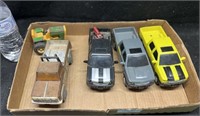 LOT OF MISC DIE CAST TOY PICKUPS AND TRACTORS