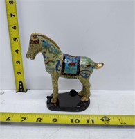 wonderful cloisonne horse with stand