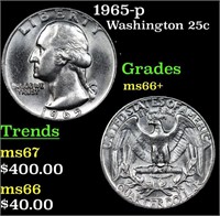 1965-p Washington Quarter 25c Grades GEM++ Unc