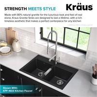 Kraus Granite 33x22 Black Onyx Double Sink