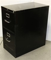 Black Metal Two Drawer Filing Cabinet