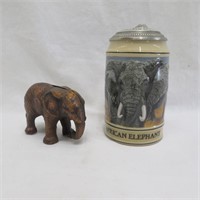 Metal Elephant Figurine - Budweiser Tankard & COA
