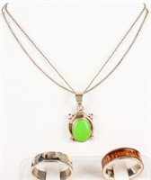 Jewelry Sterling Silver Bracelet, Rings & Pendant