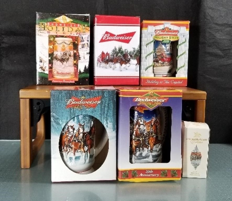 5-Budweiser Collectible Holiday Steins: