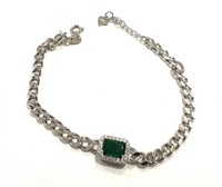 Sterling Silver Austrian Emerald Crystal Bracelet