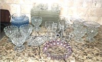 Glass Plates, Cups, Cupcake Stand