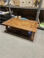 Dark Stain Wooden Coffee Table - 54"x35"x19"