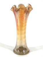 Marigold Carnival Swung Glass Vase 7"H
