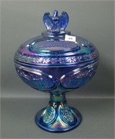 Fenton Blue Bicentennial Covered Compote