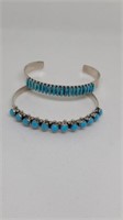 2 sterling and turquoise bangles marked 925