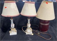 3 Lamps With Shades UNTESTED