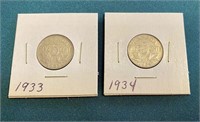 1933 & 1934 5 CENT